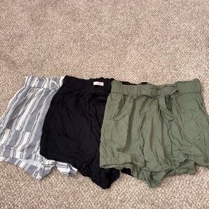 SO Women's High Waist Shorts - Black, Green, Striped